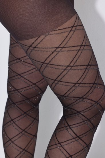 Ulla Popken 849049 Dryžuotos pėdkelnės 40 den Juoda - Pėdkelnės & kojinės - 