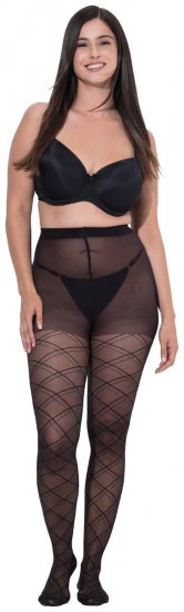Ulla Popken 849049 Dryžuotos pėdkelnės 40 den Juoda - Pėdkelnės & kojinės - 