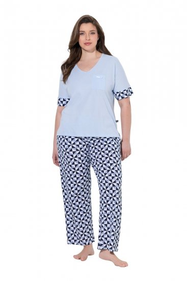 Ulla Popken 849850 Pižama su langeliais Šviesiai mėlyna - Pižama/Loungewear - 