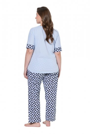 Ulla Popken 849850 Pižama su langeliais Šviesiai mėlyna - Pižama/Loungewear - 
