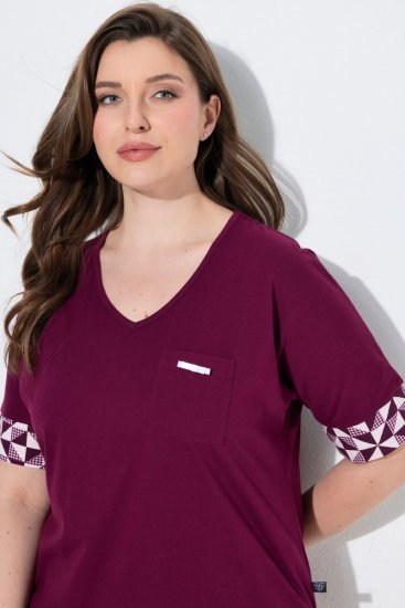 Ulla Popken 849850 Pižama su langeliais Uogų raudona - Pižama/Loungewear - 