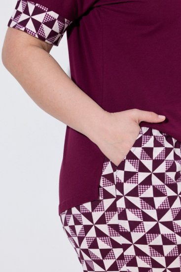 Ulla Popken 849850 Pižama su langeliais Uogų raudona - Pižama/Loungewear - 