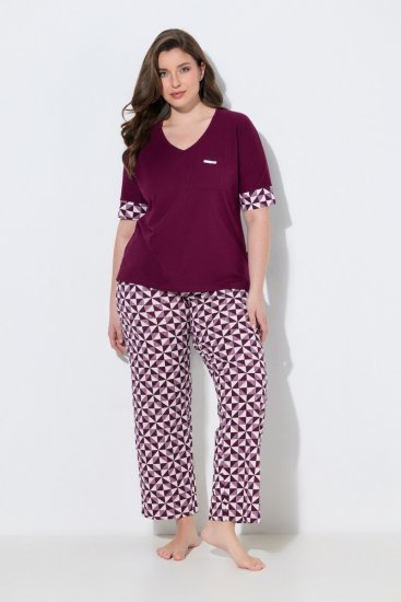Ulla Popken 849850 Pižama su langeliais Uogų raudona - Pižama/Loungewear - 