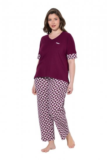 Ulla Popken 849850 Pižama su langeliais Uogų raudona - Pižama/Loungewear - 