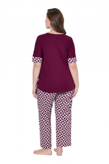 Ulla Popken 849850 Pižama su langeliais Uogų raudona - Pižama/Loungewear - 