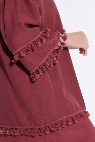 Ulla Popken 849860 Kimono Rūdžių raudona - Kardiganai - Plius dydžio megztiniai moterims
