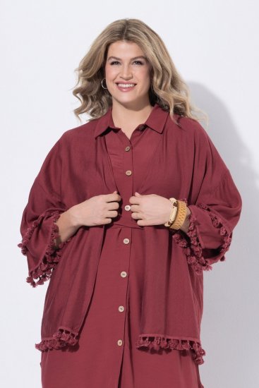 Ulla Popken 849860 Kimono Rūdžių raudona - Kardiganai - Plius dydžio megztiniai moterims