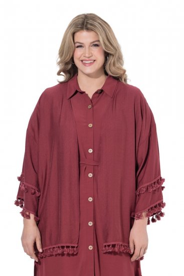 Ulla Popken 849860 Kimono Rūdžių raudona - Kardiganai - Plius dydžio megztiniai moterims