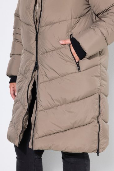 Ulla Popken 850041 Dygsniuotas paltas Taupe - Paltai - Didelių dydžių paltai moterims