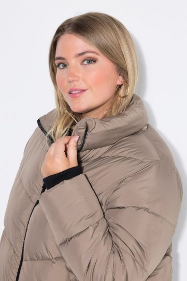 Ulla Popken 850041 Dygsniuotas paltas Taupe - Paltai - Didelių dydžių paltai moterims