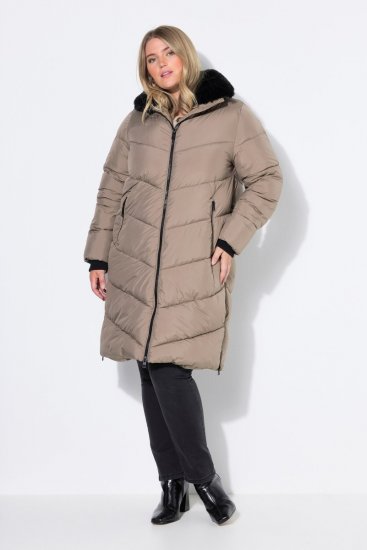 Ulla Popken 850041 Dygsniuotas paltas Taupe - Paltai - Didelių dydžių paltai moterims