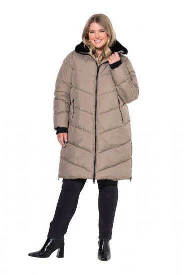 Ulla Popken 850041 Dygsniuotas paltas Taupe - Paltai - Didelių dydžių paltai moterims