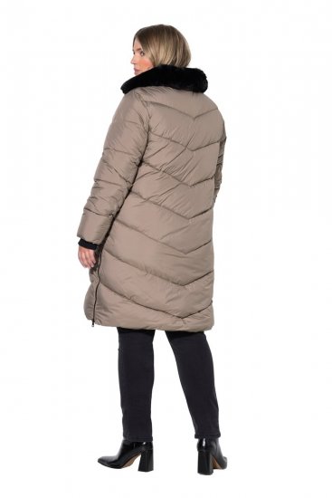 Ulla Popken 850041 Dygsniuotas paltas Taupe - Paltai - Didelių dydžių paltai moterims