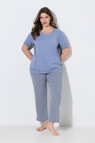 Ulla Popken 850045 Pižama trumpomis rankovėmis Šviesiai mėlyna - Pižama/Loungewear - 