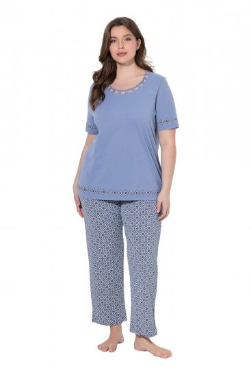 Ulla Popken 850045 Pižama trumpomis rankovėmis Šviesiai mėlyna - Pižama/Loungewear - 