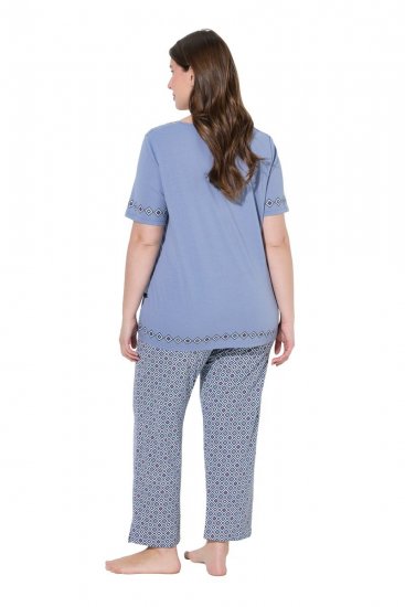 Ulla Popken 850045 Pižama trumpomis rankovėmis Šviesiai mėlyna - Pižama/Loungewear - 