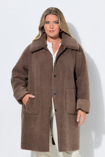 Ulla Popken 850251 Teddy paltas Šviesiai ruda - Paltai - Didelių dydžių paltai moterims