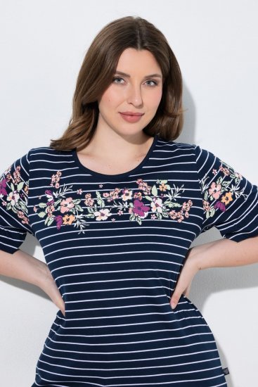 Ulla Popken 850403 Pižama su gėlių raštu Tamsiai mėlyna - Pižama/Loungewear - 