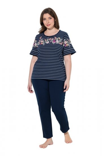Ulla Popken 850403 Pižama su gėlių raštu Tamsiai mėlyna - Pižama/Loungewear - 