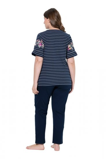 Ulla Popken 850403 Pižama su gėlių raštu Tamsiai mėlyna - Pižama/Loungewear - 