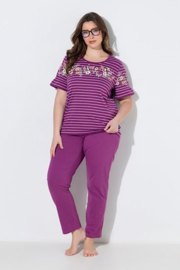 Ulla Popken 850403 Pižama su gėlių raštu Violetinė - Pižama/Loungewear - 