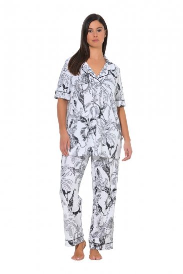 Ulla Popken 850441 Pižama su raštu Kreminė balta - Pižama/Loungewear - 