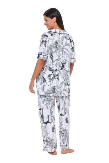 Ulla Popken 850441 Pižama su raštu Kreminė balta - Pižama/Loungewear - 