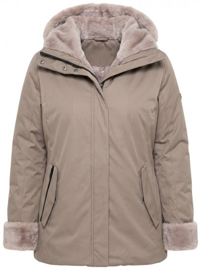 Ulla Popken 850509 Dirbtinio kailio striukė Taupe - Striukės - Didelių dydžių striukės moterims