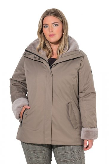 Ulla Popken 850509 Dirbtinio kailio striukė Taupe - Striukės - Didelių dydžių striukės moterims