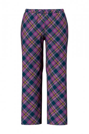 Ulla Popken 850864 3 dalių pižamos komplektas su langeliais Violetinė - Pižama/Loungewear - 