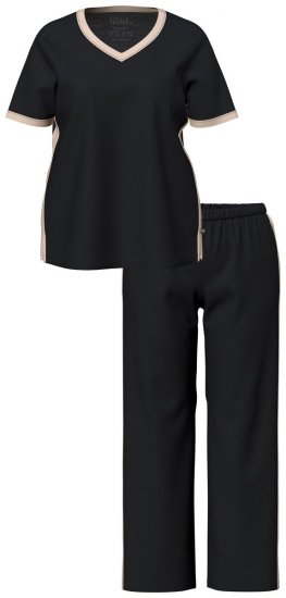 Ulla Popken 851245 Pižama su juostelėmis Juoda - Pižama/Loungewear - 