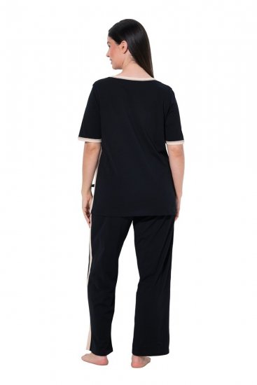 Ulla Popken 851245 Pižama su juostelėmis Juoda - Pižama/Loungewear - 