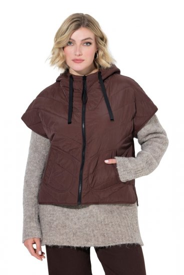 Ulla Popken 851785 Oversize dygsniuota liemenė su gobtuvu Ruda - Liemenės - 