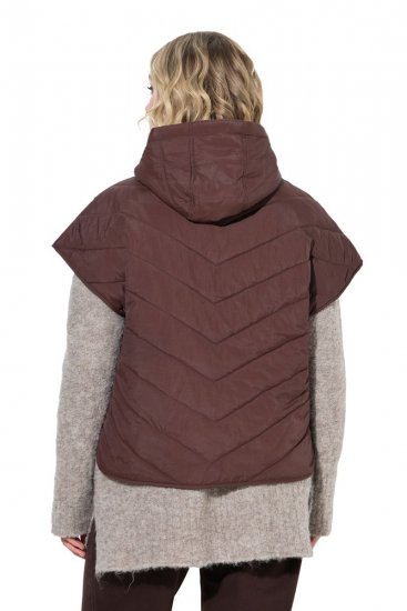 Ulla Popken 851785 Oversize dygsniuota liemenė su gobtuvu Ruda - Liemenės - 