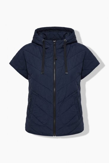 Ulla Popken 851785 Oversize dygsniuota liemenė su gobtuvu Tamsiai mėlyna - Liemenės - 