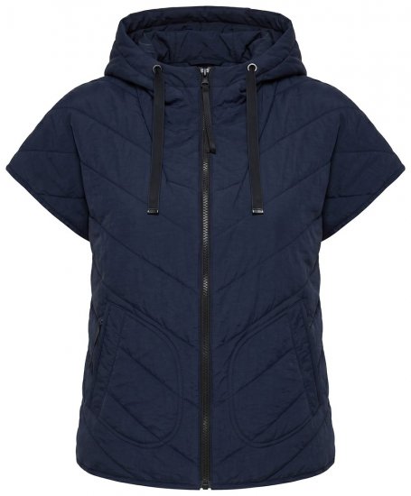 Ulla Popken 851785 Oversize dygsniuota liemenė su gobtuvu Tamsiai mėlyna - Liemenės - 