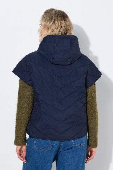 Ulla Popken 851785 Oversize dygsniuota liemenė su gobtuvu Tamsiai mėlyna - Liemenės - 