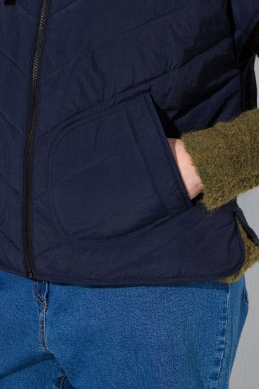 Ulla Popken 851785 Oversize dygsniuota liemenė su gobtuvu Tamsiai mėlyna - Liemenės - 