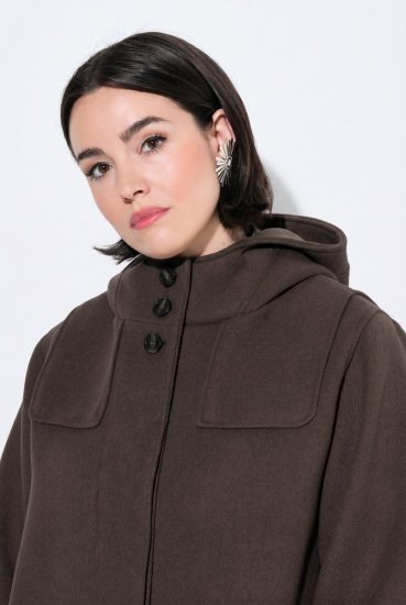 Ulla Popken 851803 Duffle paltas Tamsiai ruda - Paltai - Didelių dydžių paltai moterims