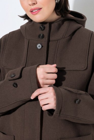 Ulla Popken 851803 Duffle paltas Tamsiai ruda - Paltai - Didelių dydžių paltai moterims