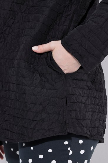 Ulla Popken 852076 Dygsniuota krepo striukė su stačia apykakle Juoda - Striukės - Didelių dydžių striukės moterims