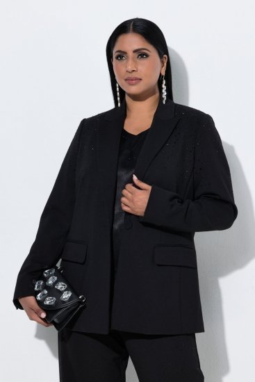 Ulla Popken 852498 Vienasagis švarkelis su kristalais Juoda - Švarkai - Švarkeliai didesniems dydžiams moterims