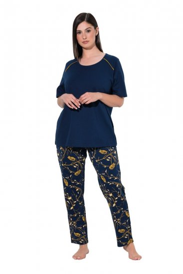 Ulla Popken 852577 Pižama su raštu Tamsiai mėlyna - Pižama/Loungewear - 