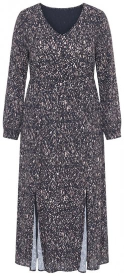 Ulla Popken 852606 Raštuota maxi suknelė Juoda - Maxi suknelės - Maxi suknelės didesniems dydžiams
