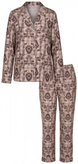 Ulla Popken 852649 Pižama su raštu ir marškinių apykakle Ruda - Pižama/Loungewear - 