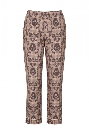 Ulla Popken 852649 Pižama su raštu ir marškinių apykakle Ruda - Pižama/Loungewear - 