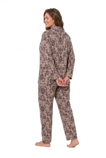 Ulla Popken 852649 Pižama su raštu ir marškinių apykakle Ruda - Pižama/Loungewear - 