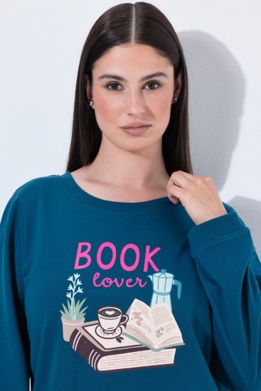 Ulla Popken 852710 Namų megztinis ilgomis rankovėmis Petrolio - Pižama/Loungewear - 