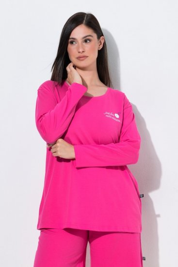 Ulla Popken 852747 Pižamos viršus ilgomis rankovėmis Rožinė - Pižama/Loungewear - 