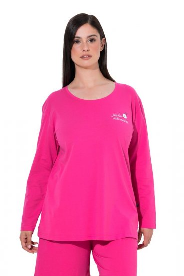 Ulla Popken 852747 Pižamos viršus ilgomis rankovėmis Rožinė - Pižama/Loungewear - 